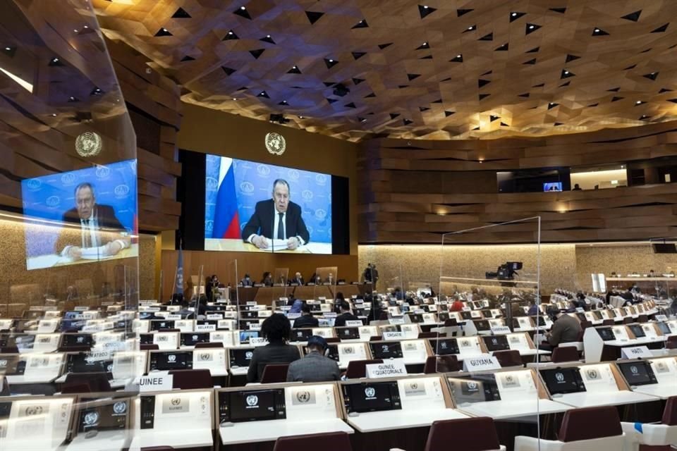 El Canciller ruso, Sergei Lavrov, durante su intervención en la conferencia de desarme.