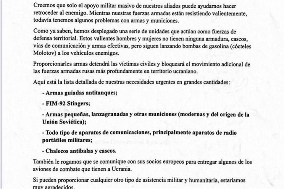 En la carta, los legisladores solicitan chalecos antibalas y cascos.