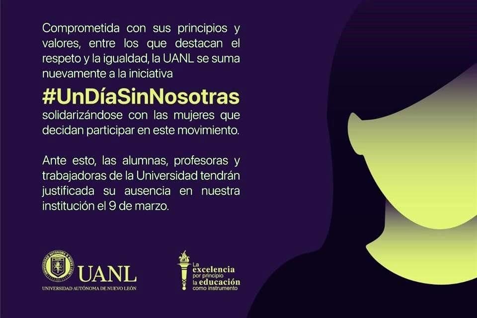 El anuncio de la Máxima Casa de Estudios ocurre un día después de que el Tecnológico de Monterrey comunicara su apoyo al movimiento.