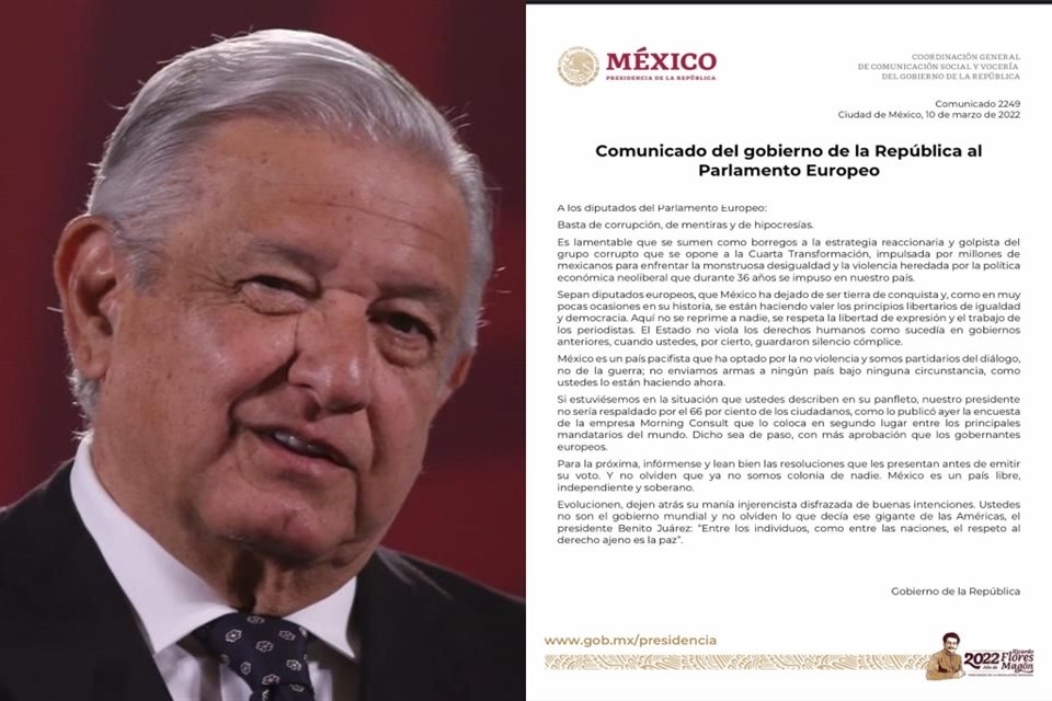 AMLO confirmó el comunicado donde llama 'borregos' a eurodiputados. 