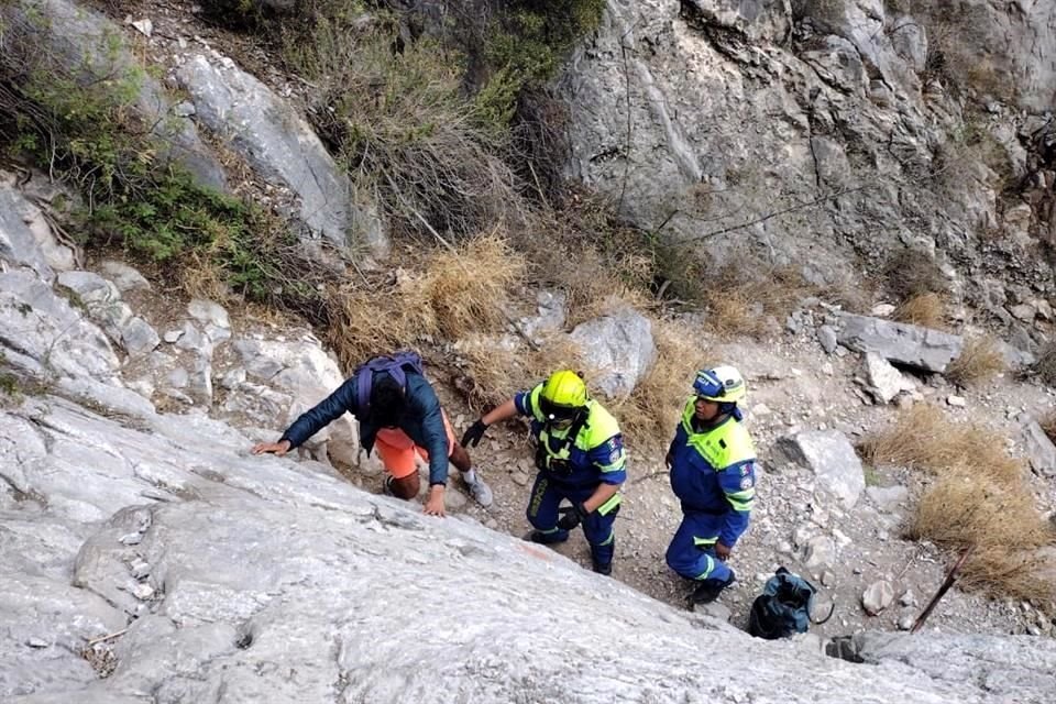 Los socorristas lo revisaron y determinaron que no presentaba lesiones de consideración, por lo que sólo lo ayudaron a bajar de manera segura.