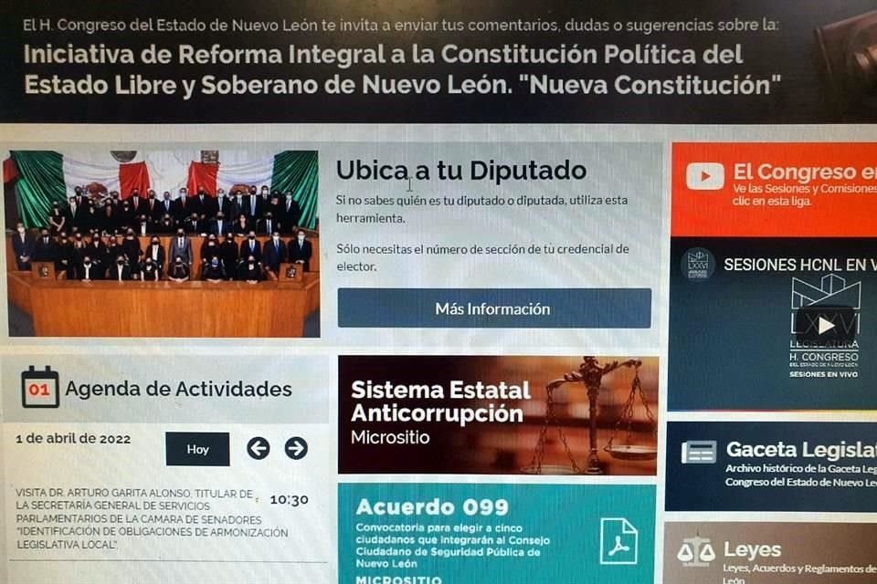 El espacio está disponible desde ayer en la página electrónica del Congreso del Estado.