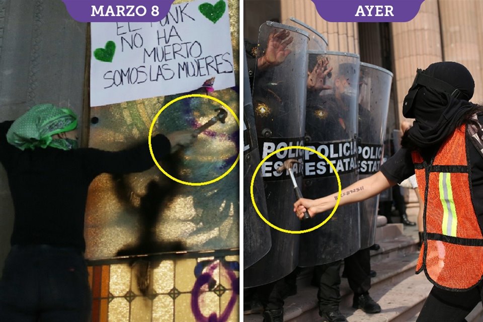 En los daños, mujeres de complexión delgada usaron martillos.