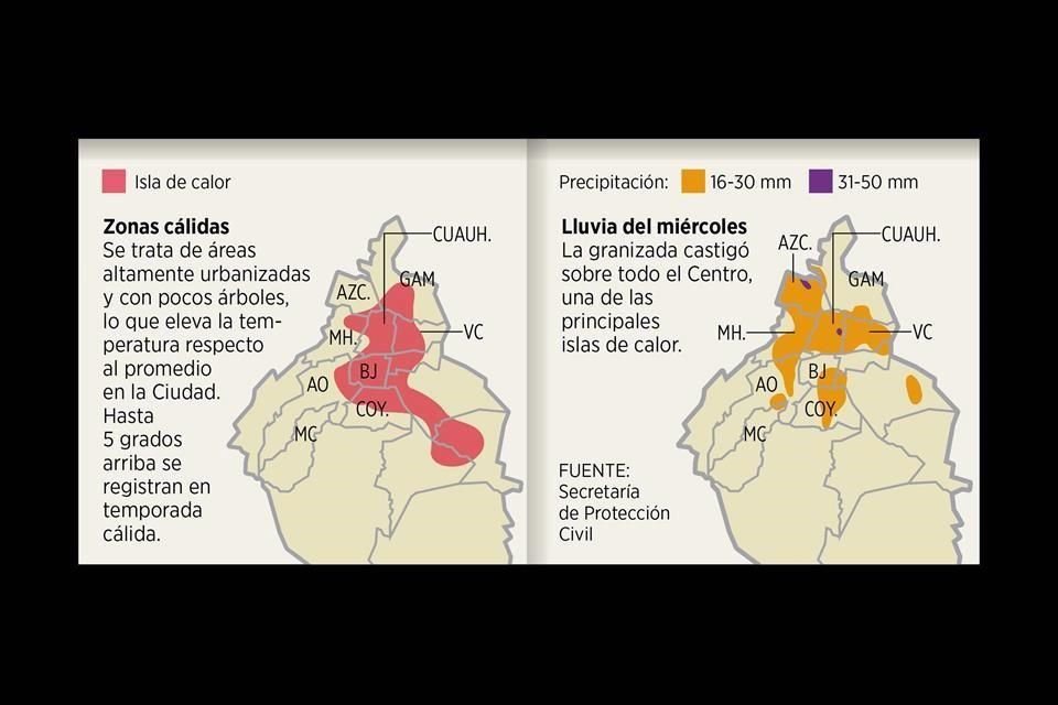 En lugares altamente urbanizados y con poca vegetación se forman islas de calor que se van agravando mientras más se deteriora el ambiente.