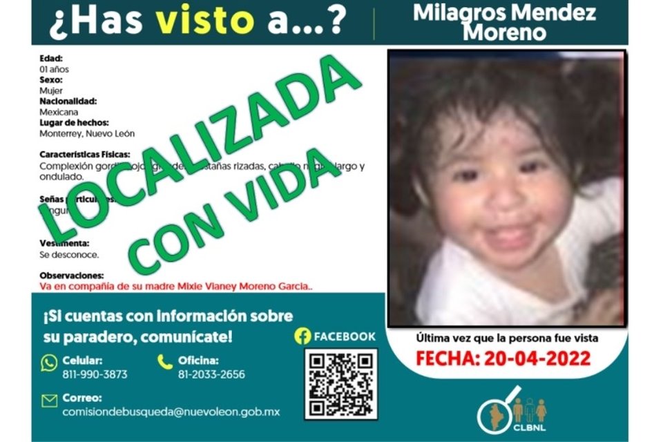 Milagros Méndez Moreno, de 1 año.