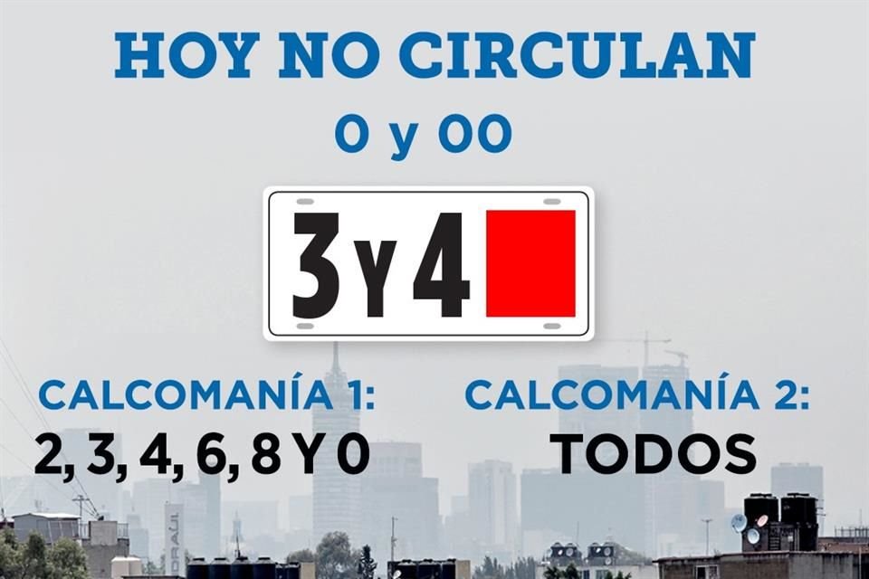 Derivado de la contingencia, este miércoles no circulan los autos con engomado rojo con terminación 3 y 4.