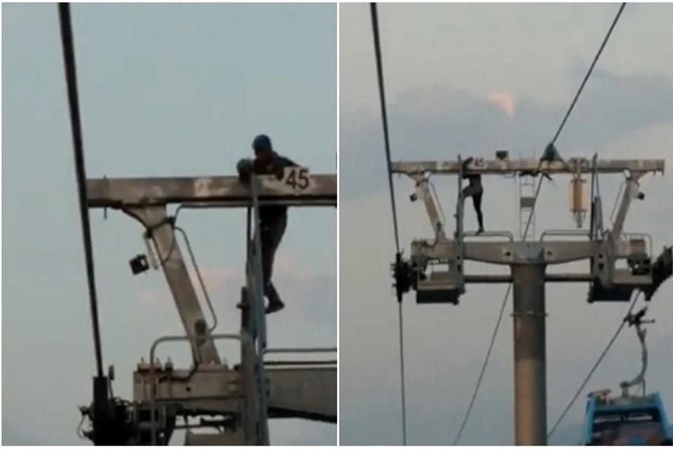 Un individuo subió a una de las torres de la Línea 2 del Cablebús, en Iztapalapa, violando el cercado de la pilona 45 del sistema de transporte en funcionamiento.