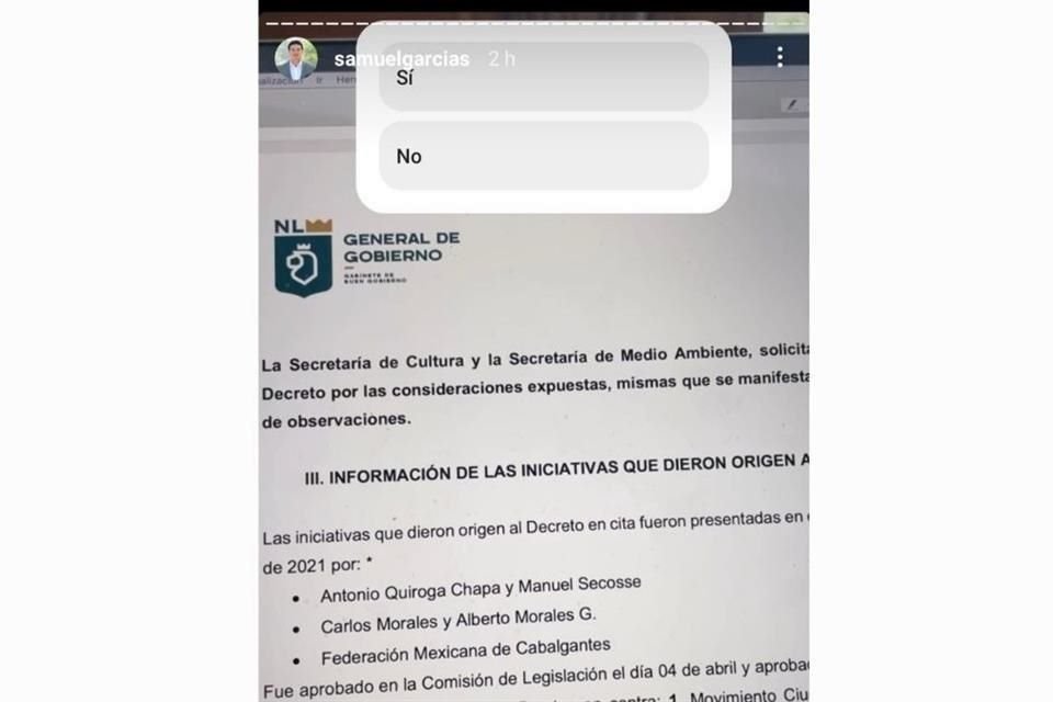 'Si están a favor de esa ley o en contra del maltrato animal para ver si la vetamos o la mandamos publicar'.