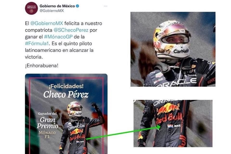 El tuit que puso en primera instancia el Gobierno de México trae a Max Verstappen.