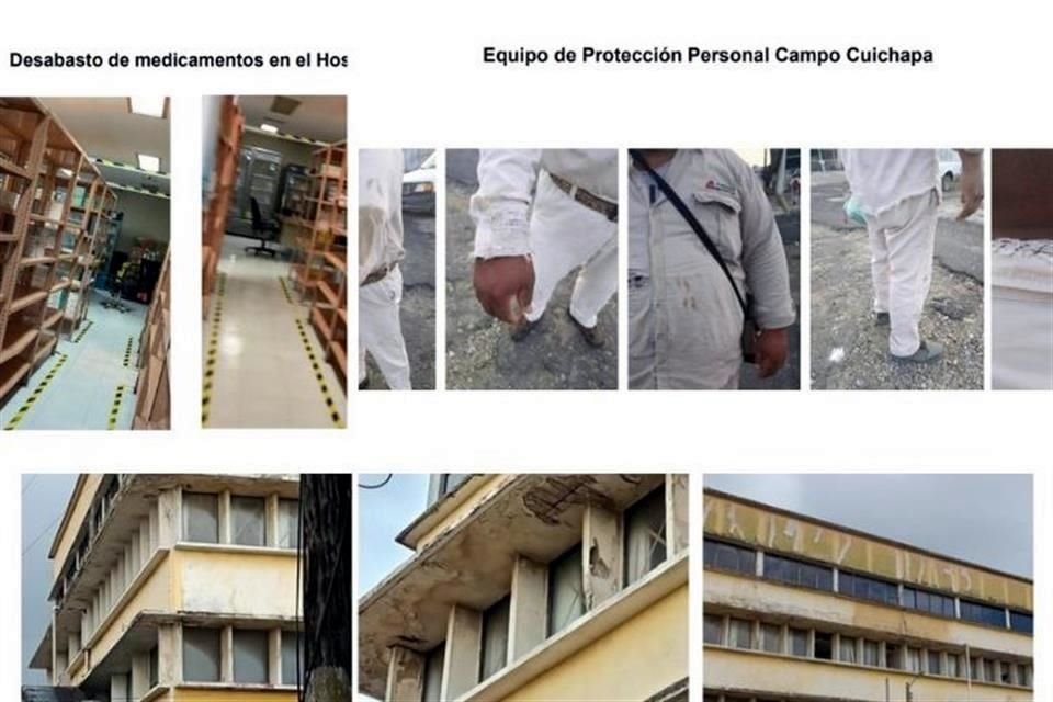 Desabasto, falta de higiene y desgaste en los hospitales de Pemex, fueron documentados por trabajadores petroleros.