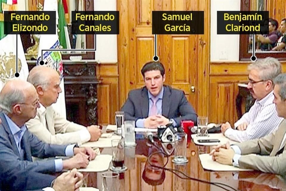 El Gobernador Samuel García se reunió ayer con tres ex Mandatarios estatales en Palacio de Gobierno.