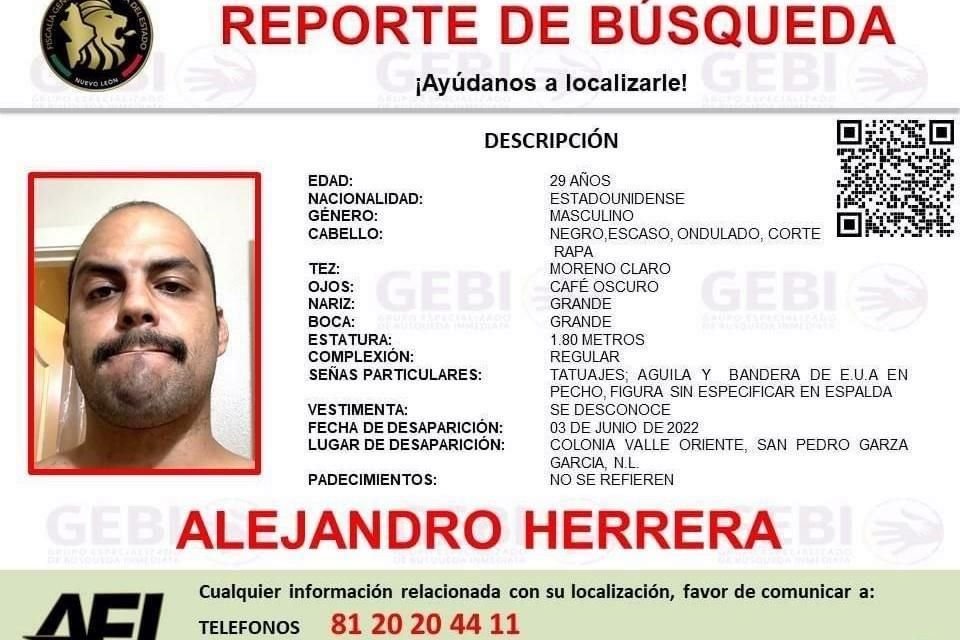 Tras recibir la denuncia de la desaparición, el GEBI emitió una Alerta de Búsqueda del estadounidense.