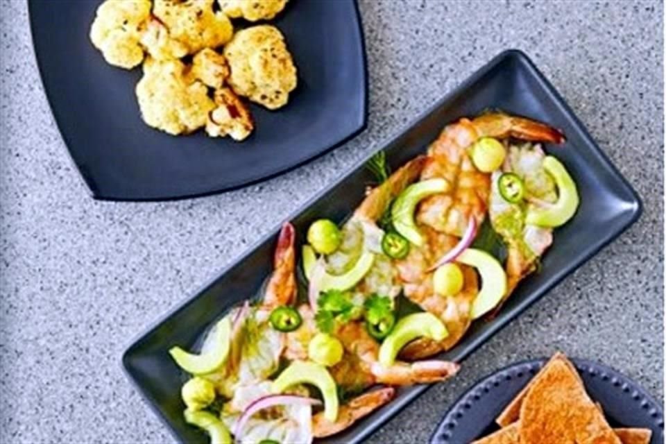 AGUACHILE DE CAMARÓN CON COLIFLOR ROSTIZADA