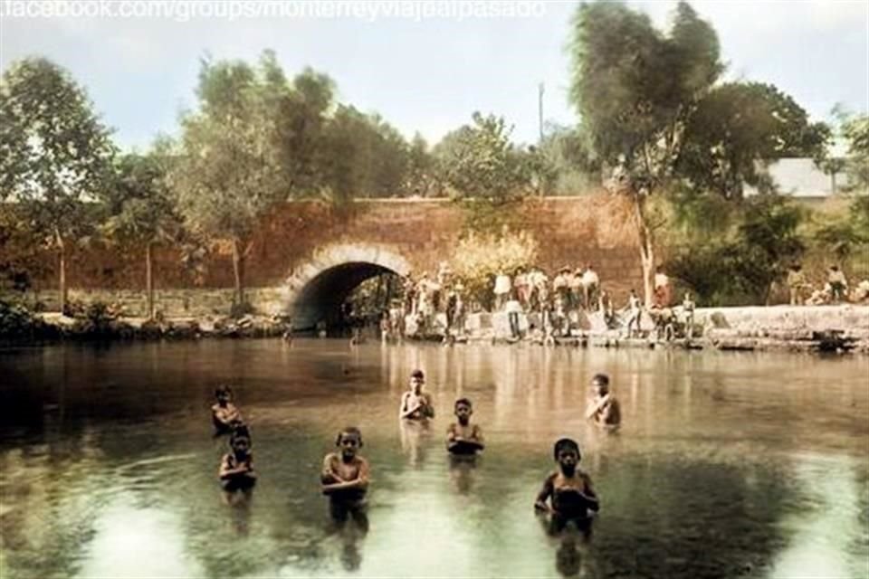 El Canalón en 1901 coloreado para la página de Facebook 'Monterrey viaje al pasado'. Original de Winfield Scott, fotógrafo viajero.