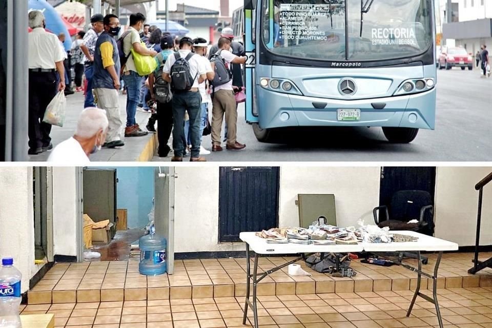 Personal del Instituto de Movilidad mostró el dinero que fue asegurado en la bóveda de la Ruta 400, en sus oficinas de Santa Catarina.
