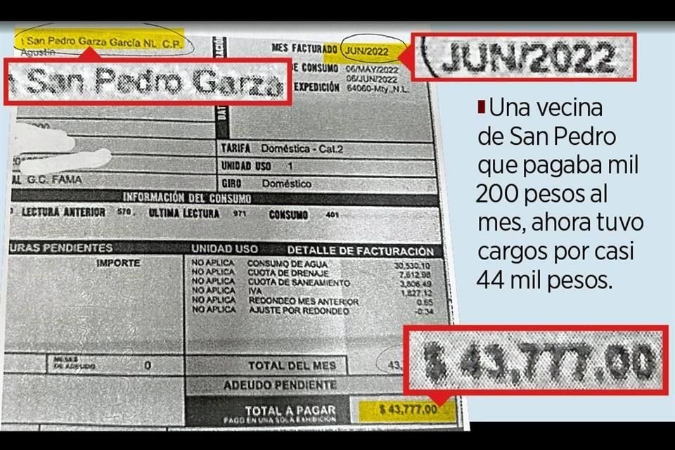 Una vecina de San Pedro reportó cargos por casi 44 mil pesos.