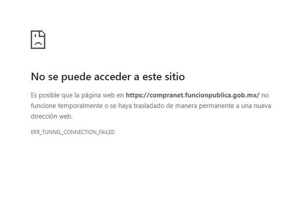 Compranet, plataforma de SHCP para compras de Gobierno federal, está suspendida por fallas técnicas, lo que afecta procesos de contratación.