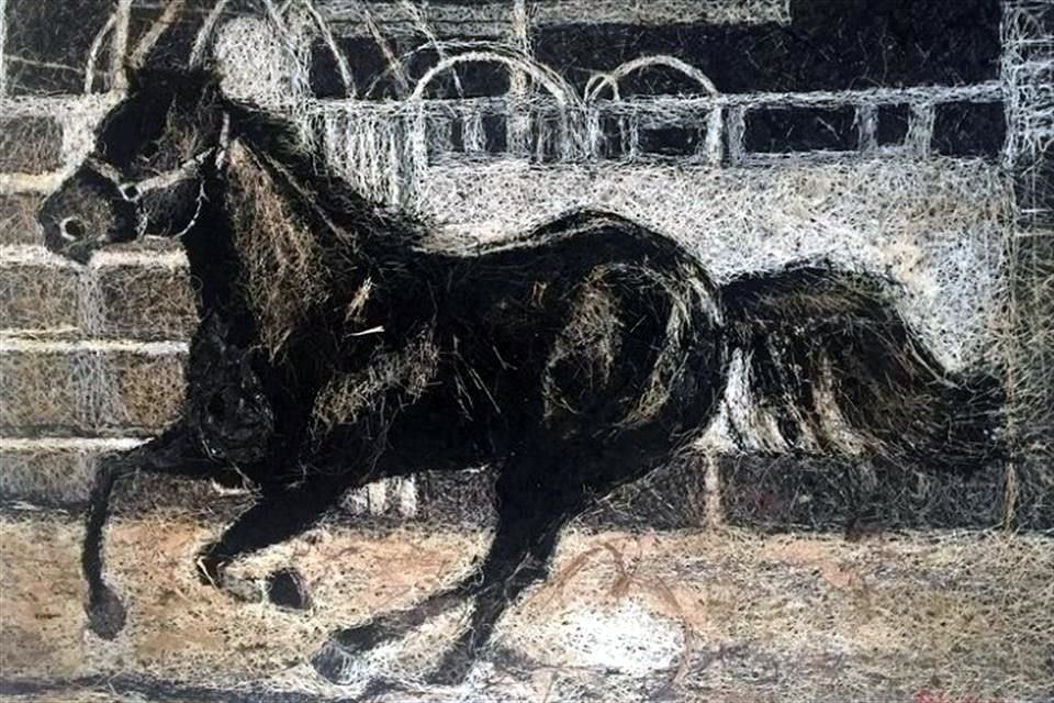 'Totopo', obra que se realizó con hilos de seda sobre seda.