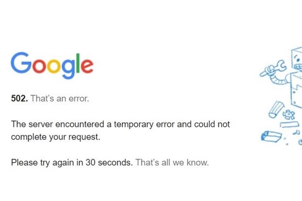 Este es el mensaje que mostraba Google ante la falla.