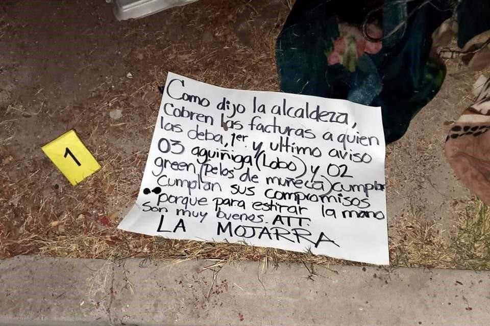 El cuerpo de una mujer contenía un narcomensaje en referencia a declaración de Alcaldesa de Tijuana a crimen organizado sobre 'cobrar facturas a quienes no les pagaron'.