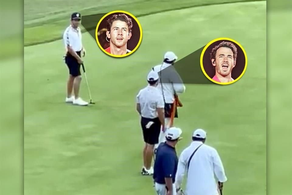 Dos de los hermanos Jonas se relajaron jugando golf en el Club Campestre Monterrey, luego del primero de sus dos conciertos en la Ciudad.