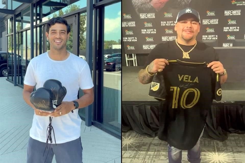 Carlos Vela y Andy Ruiz intercambiaron regalos.