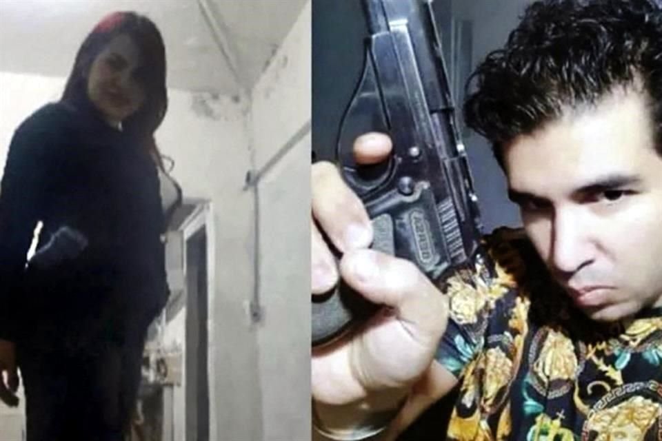 Brenda Uliarte con la pistola en la cadera y Fernando Andres Sabag Montiel con el arma en las manos.