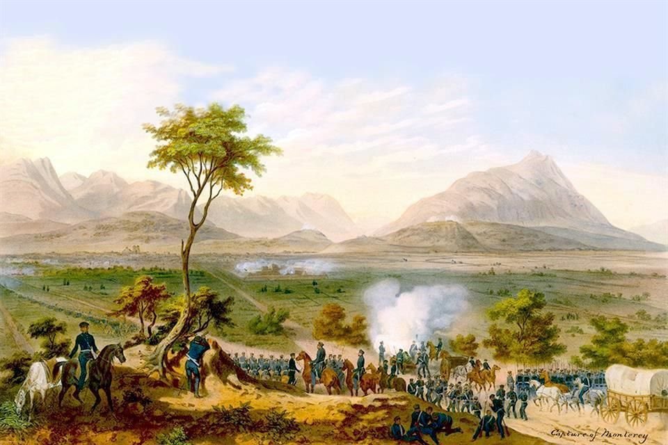 Litografía de Carl Nebel, realizada en 1851, que recrea la 'Captura de Monterrey'.