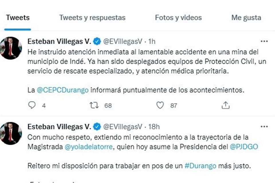 El Gobernador Esteban Villegas informó que equipos de rescate especializado acuden al lugar.