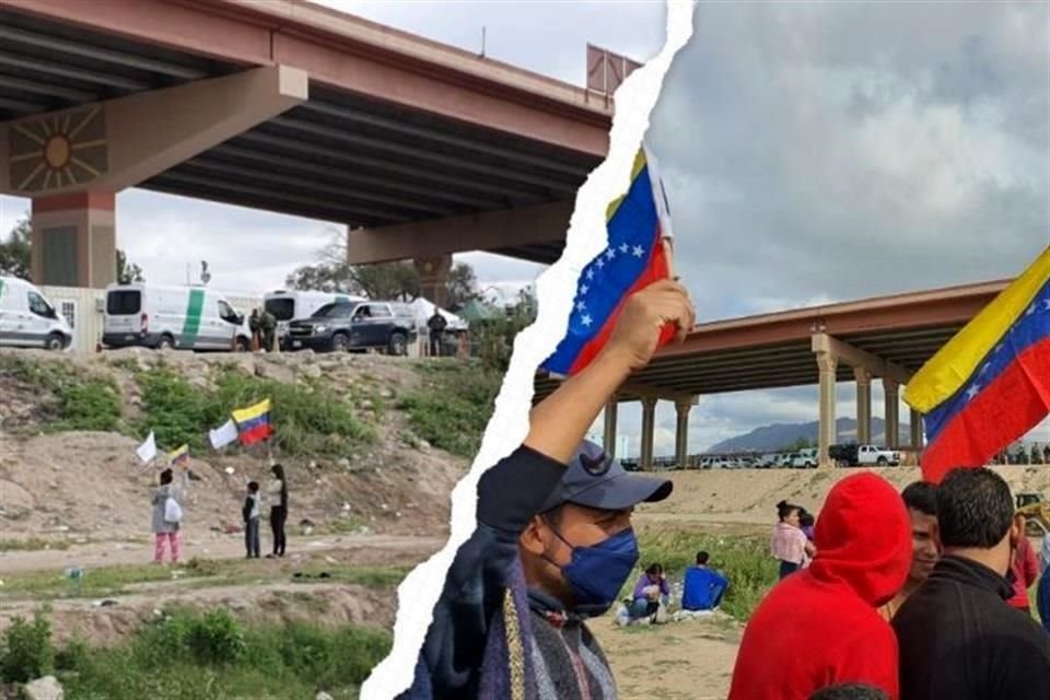 Los venezolanos que intentan ingresar a Estados Unidos realizaron protestas en los límites de Juárez, Chihuahua, con el Paso, Texas.