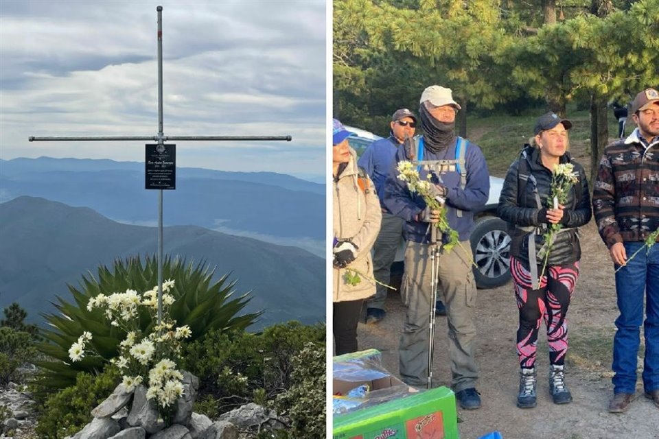 La cruz y la placa fueron colocados por los familiares de Rocío Aguilar en la cumbre El Morro, en la Sierra de la Marta, en Arteaga.