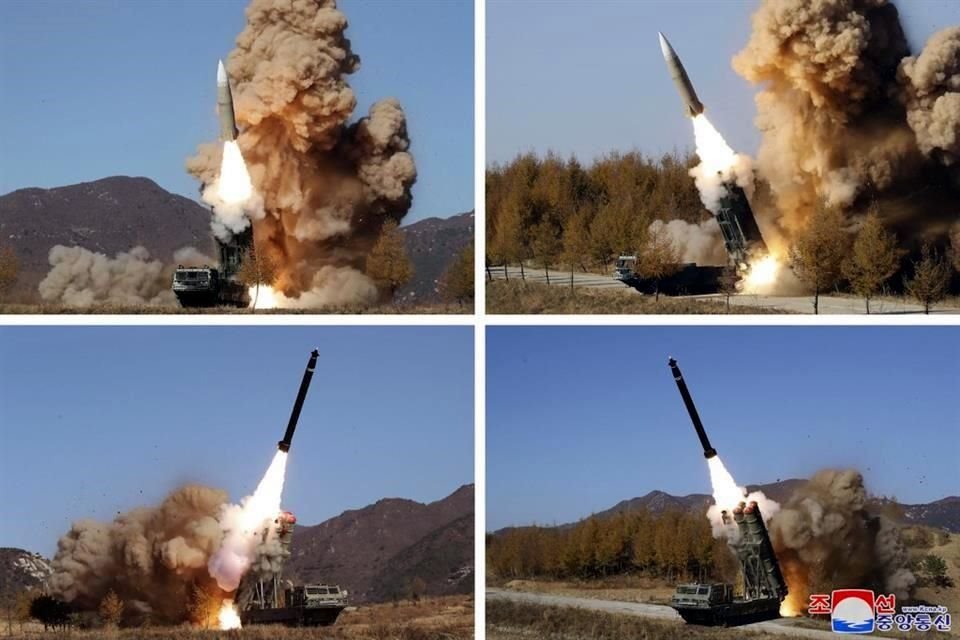 Norcorea difundió imágenes de los recientes lanzamientos que realizó en respuesta a los ejercicios de EU y Seúl.