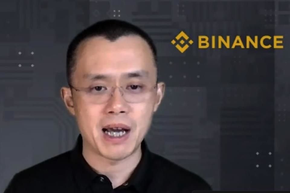 Binance CEO Changpeng Zhao answers a question during a Zoom meeting interview with The Associated Press on Nov. 16, 2021.