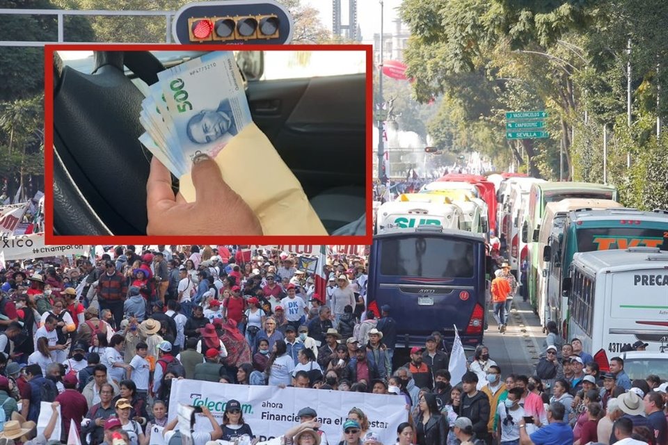 Renta de unidades con las que fueron movilizados asistentes a contramarcha de AMLO osciló de los 5 mil a los 70 mil pesos, según choferes.