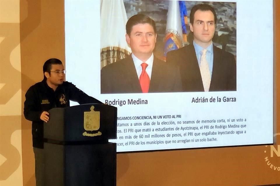 En rueda de prensa, Félix Arratia dijo que será acusado por publicar en Facebook una foto de Adrián de la Garza con Rodrigo Medina.