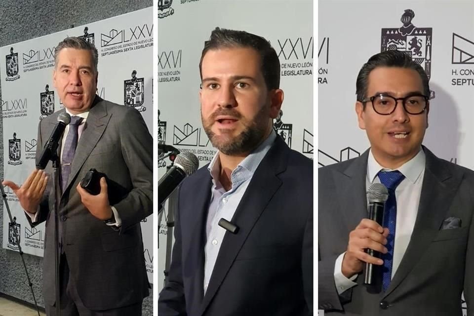 Waldo Fernández, coordinador de Morena; Raúl Lozano, coordinador de PVEM; y Eduardo Gaona, coordinador de MC.