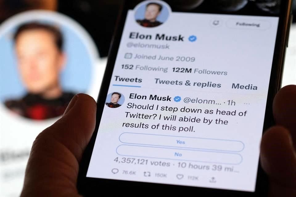 Elon Musk preguntó a los usuarios de Twitter: '¿Debería dimitir como jefe de Twitter?' y aseguró que acataría el mandato. Un 57.5 por ciento de los más de 17 millones de usuarios que respondieron al sondeo respondieron afirmativamente.