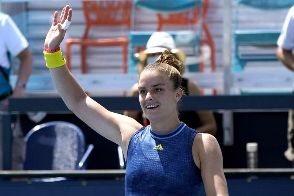Maria Sakkari no pudo ocultar su alegría por haber eliminado a la japonesa,