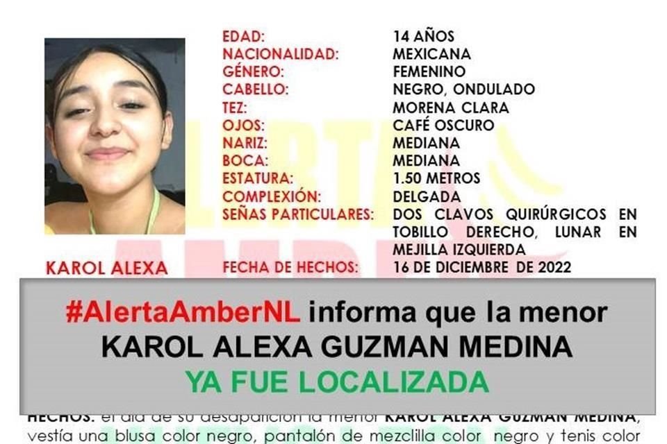 Karol Alexa Guzmán Medina fue localizada en el DIF de Reynosa, Tamaulipas.