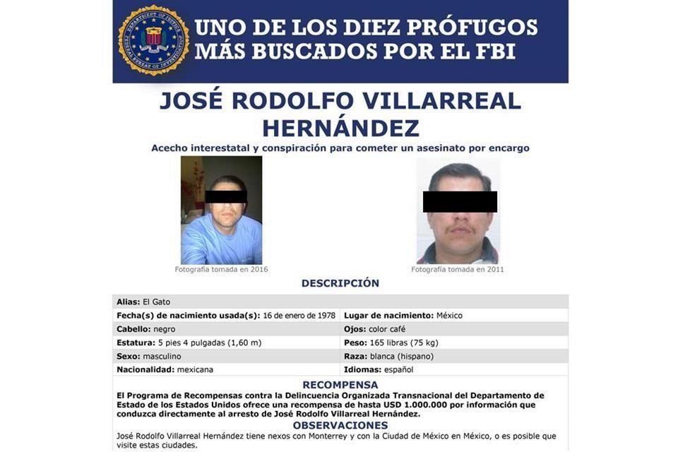 José Rodolfo Villarreal Hernández, 'El Gato', está fichado por el FBI.