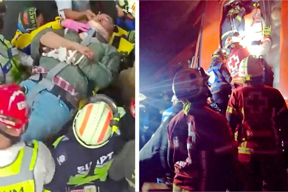 El conductor (izq.) de uno de los trenes que chocaron ayer quedó prensado, pero se logró rescatarlo con vida. 