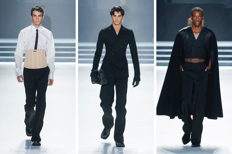 Dolce & Gabbana presentó una colección 'Men's FW23/24', conformada por 81 atuendos con el color negro como protagonista.