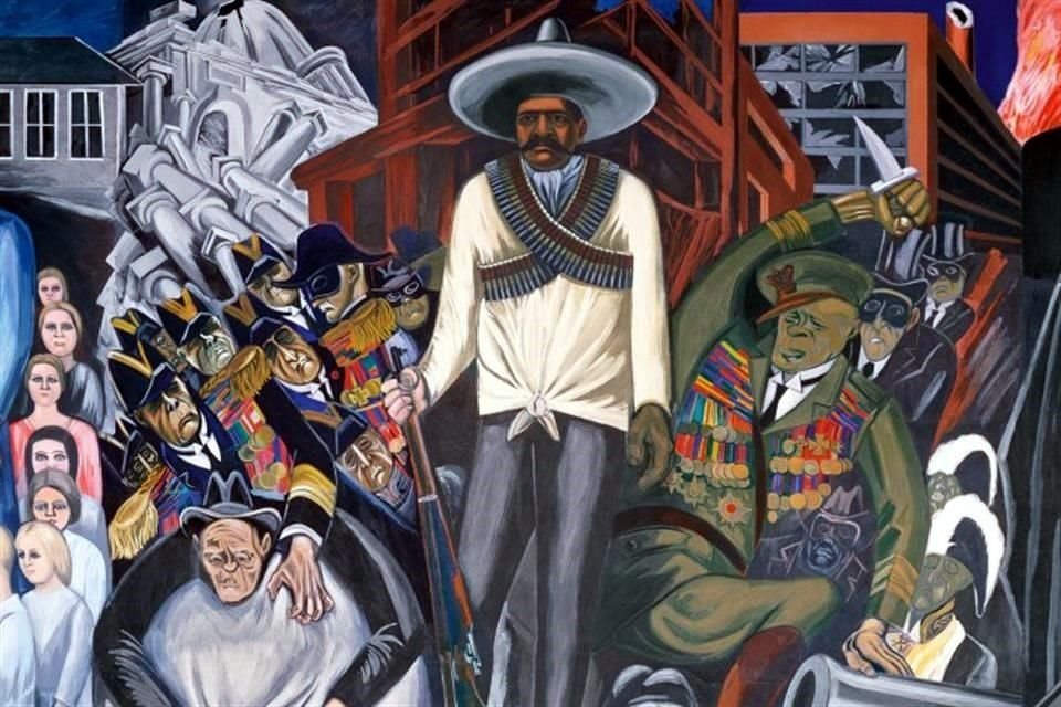 Detalle de 'La épica de la civilización americana (1932-1934)', mural que resguarda el Darmouth College en su biblioteca.