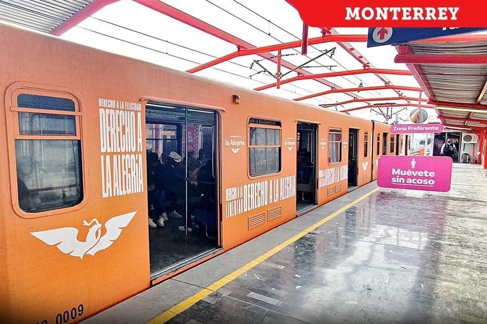 Vagones y estaciones del Metro en Monterrey lucen el color y logos de Movimiento Ciudadano, igual que en Jalisco, Estado también gobernado por ese partido.