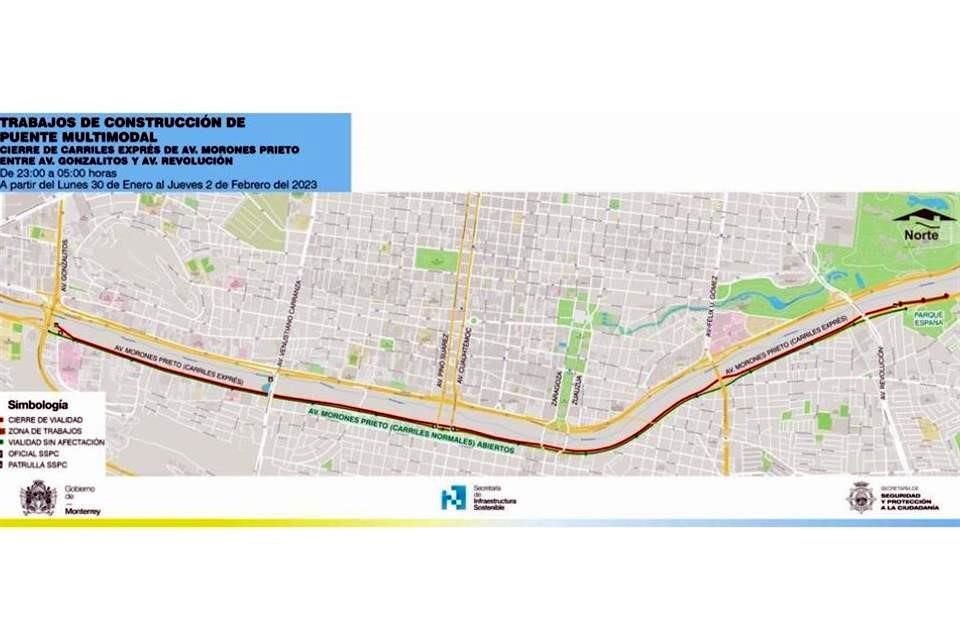 El cierre será de las 23:00 horas a las 5:00 horas, del 30 de enero al 2 de febrero.