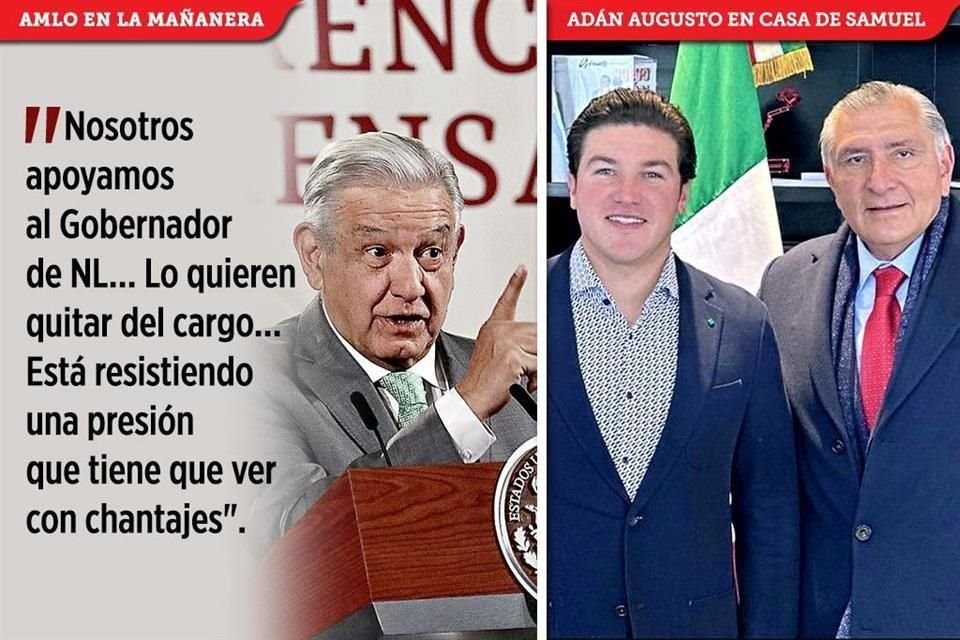 En Palacio Nacional, AMLO defendió por la mañana al Gobernador Samuel García, que horas después recibió en su casa de San Pedro al Secretario de Gobernación, Adán Augusto López, en reunión privada