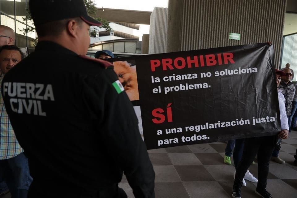 Veterinarios, criadores y zootecnistas protestaron afuera del Congreso local.