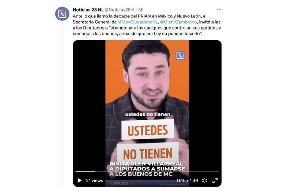El Gobierno estatal promueve en el Canal 28 a diversos políticos y funcionarios de Movimiento Ciudadano con videos y publicaciones.