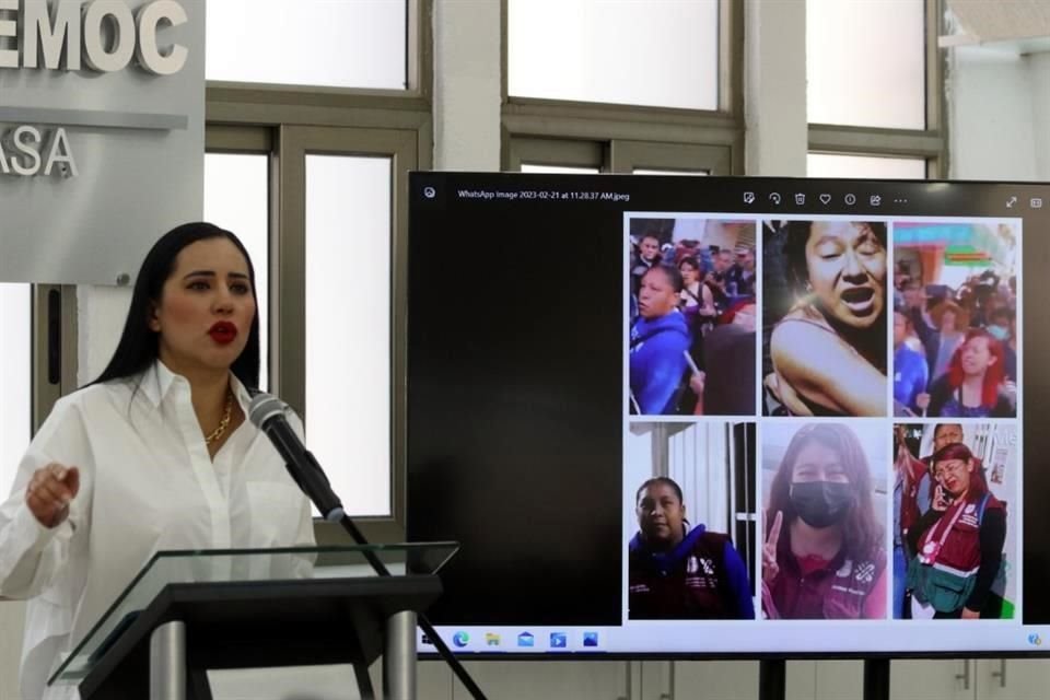 La Alcaldesa Sandra Cuevas presentó fotografias de presuntos provocadores.