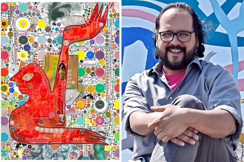Luis Frías Leal presenta su mural de volúmenes y fragmentos en la CDMX.